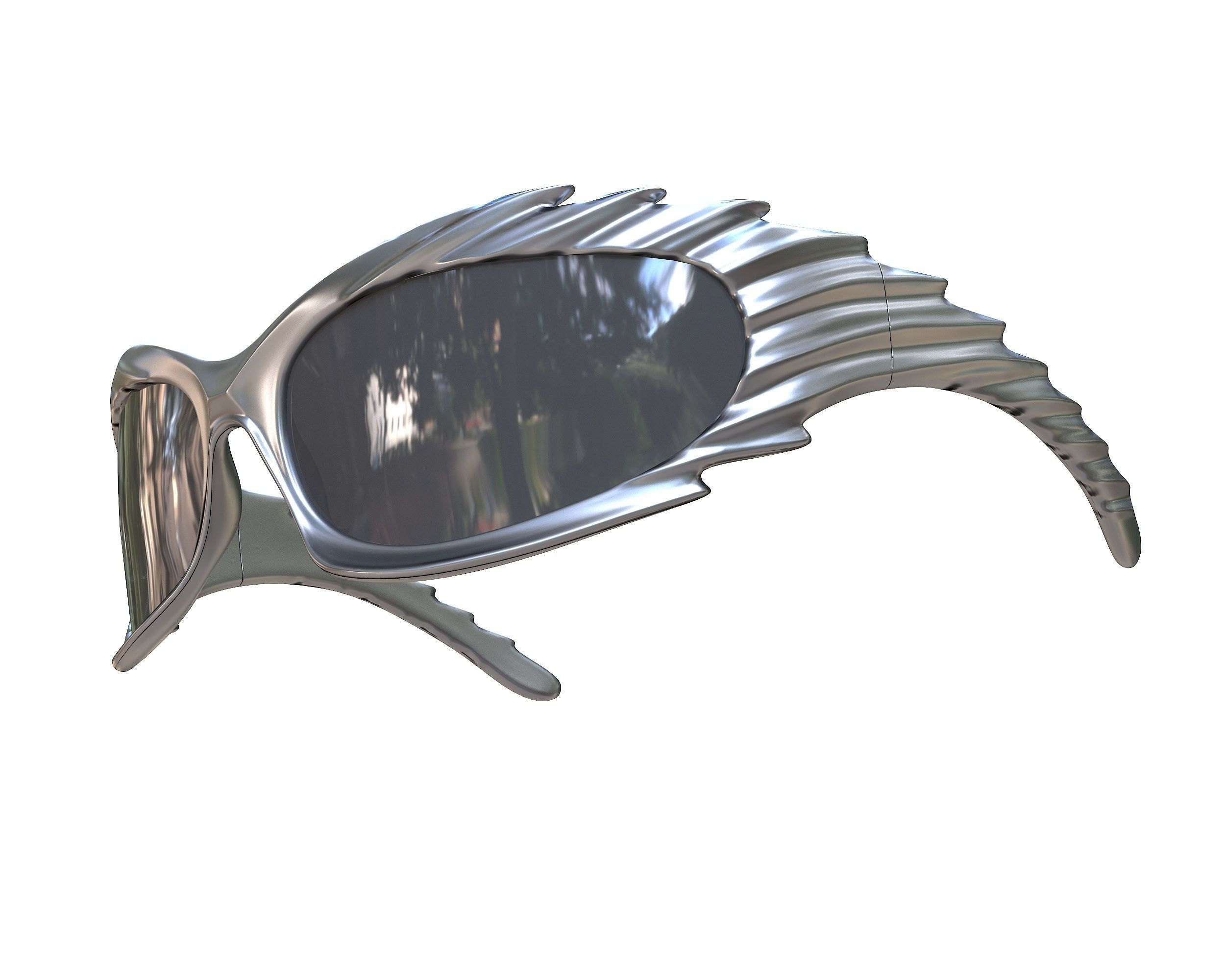 Balenciaga Spike Rectangle Sunglasses Low-poly 3D model_7