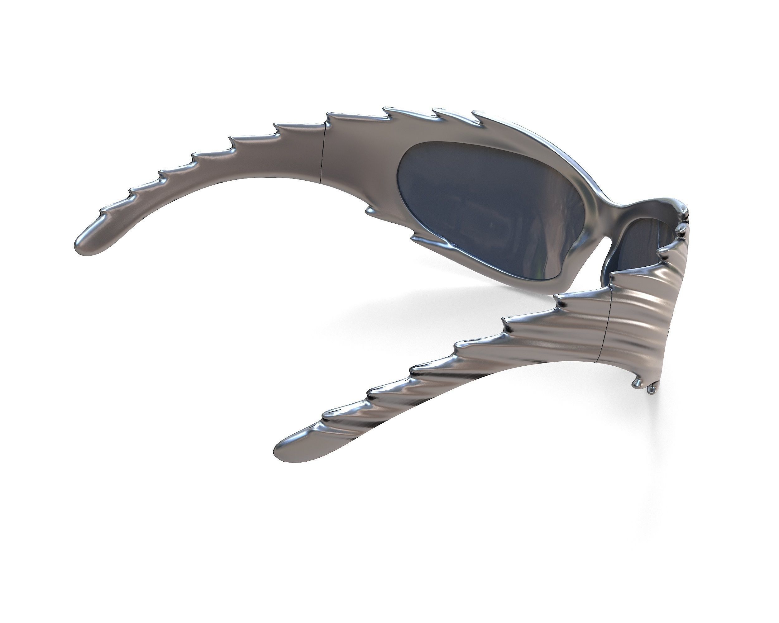 Balenciaga Spike Rectangle Sunglasses Low-poly 3D model_6