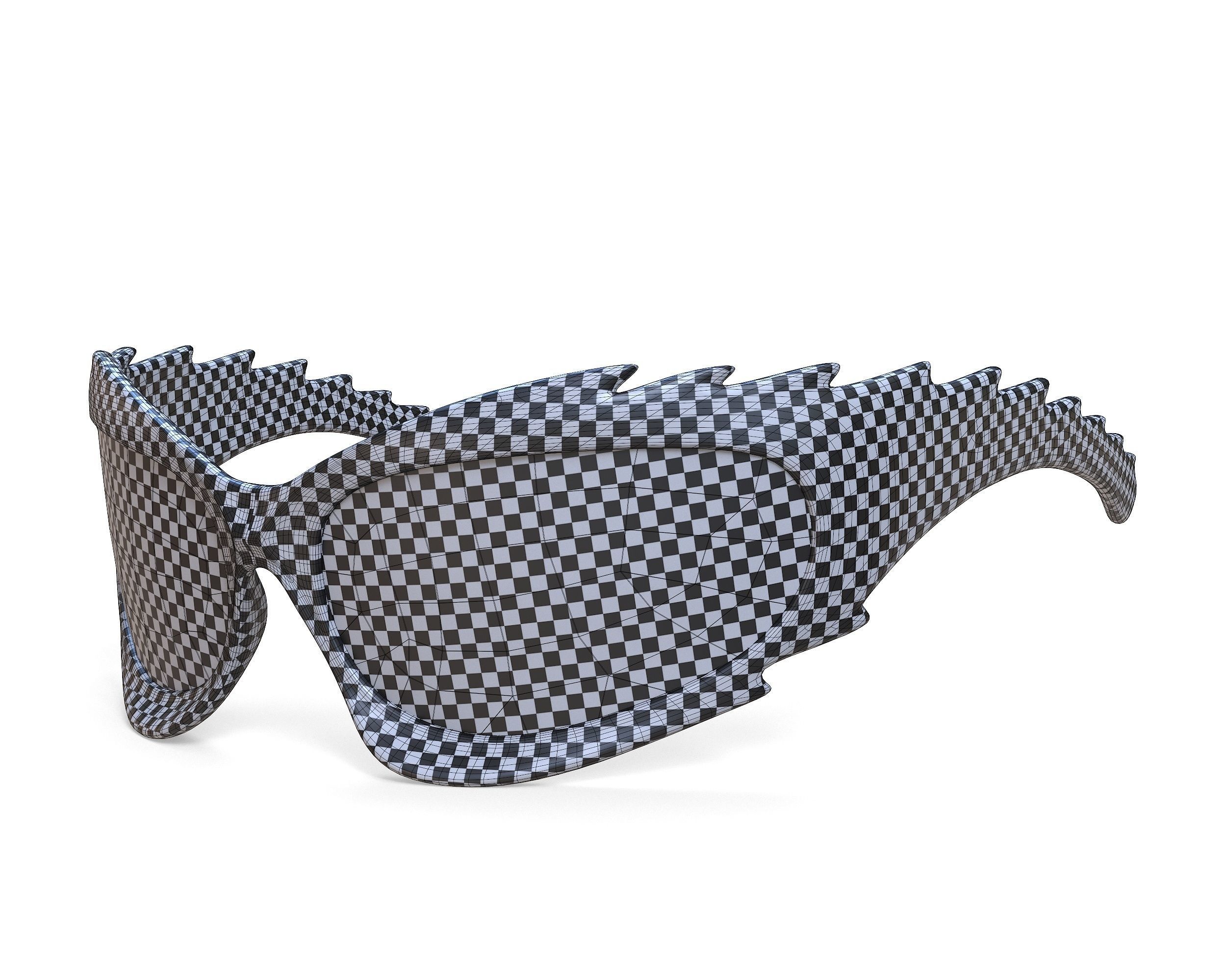 Balenciaga Spike Rectangle Sunglasses Low-poly 3D model_15