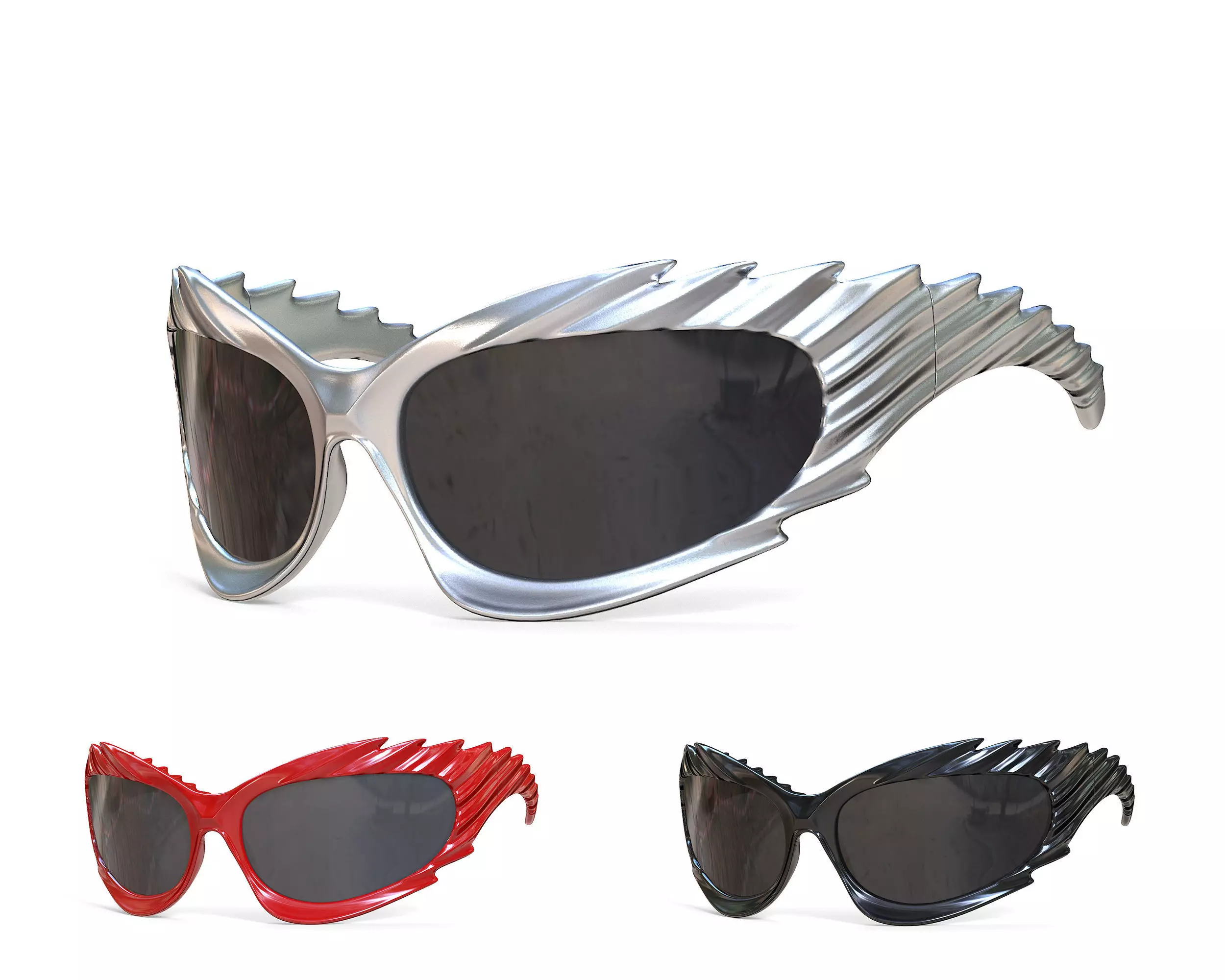 Balenciaga Spike Rectangle Sunglasses Low-poly 3D model_0