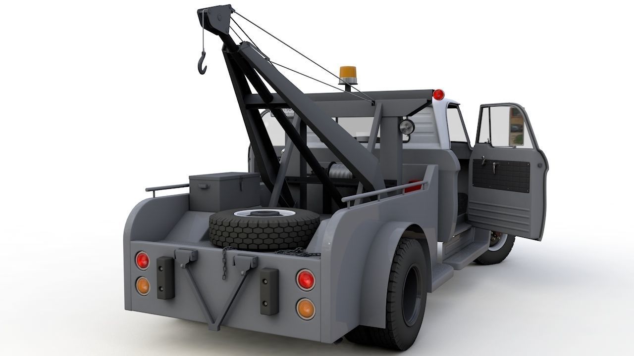 Dodge D300 Tow Truck 1964 3D model_4