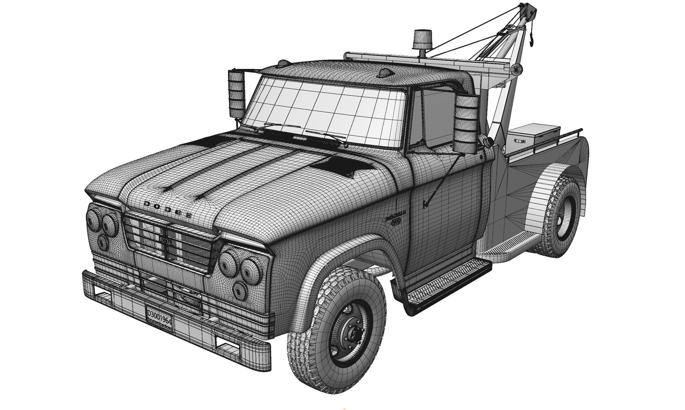 Dodge D300 Tow Truck 1964 3D model_19