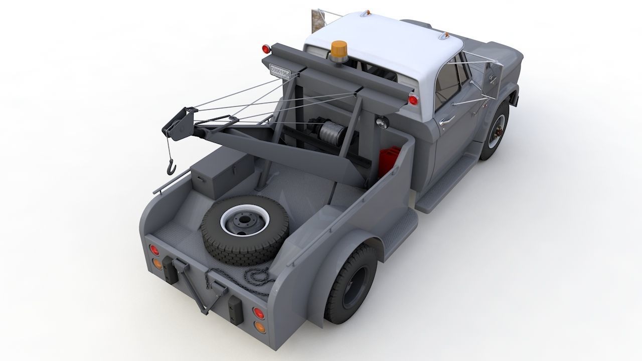 Dodge D300 Tow Truck 1964 3D model_11