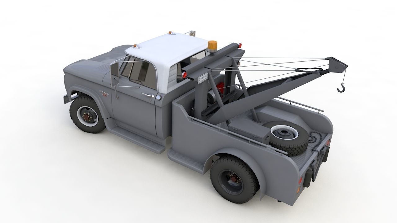 Dodge D300 Tow Truck 1964 3D model_5