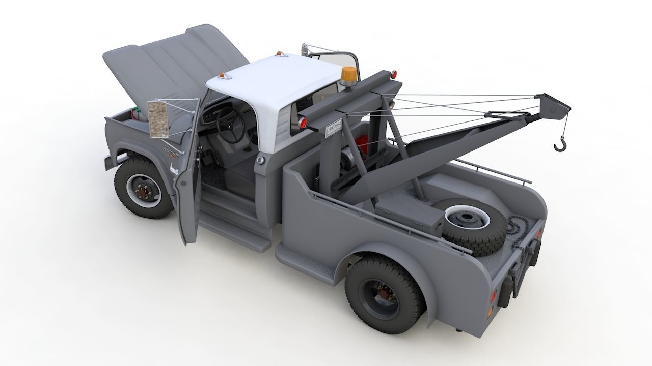 Dodge D300 Tow Truck 1964 3D model_6