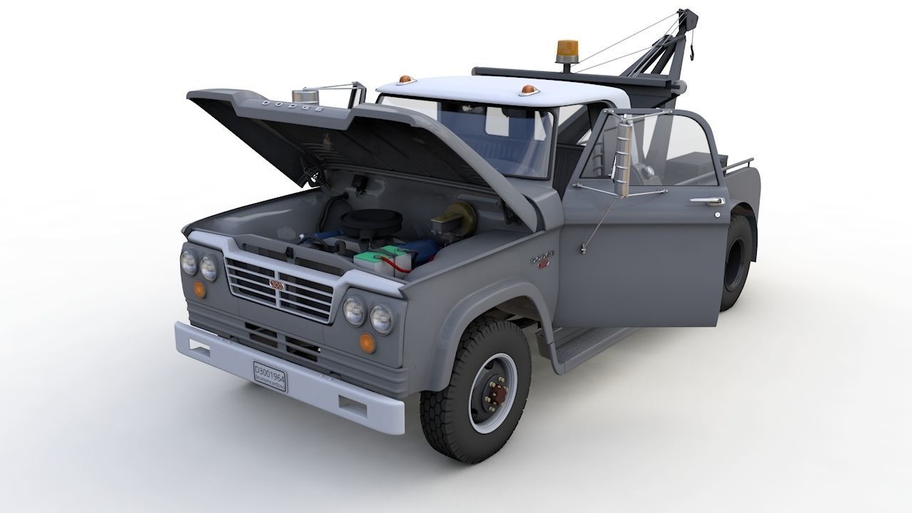 Dodge D300 Tow Truck 1964 3D model_1