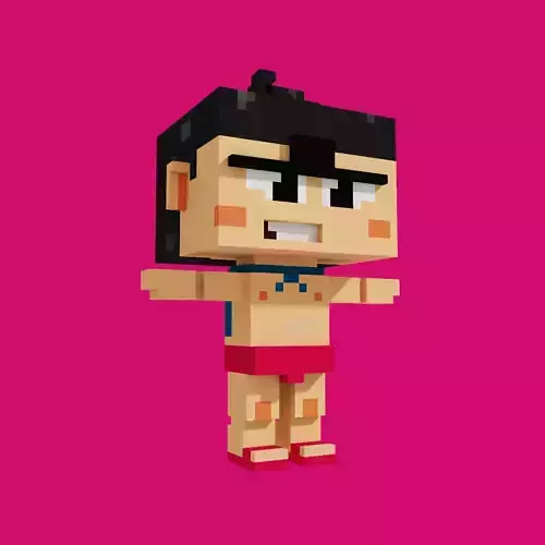 Superman pixel art of boy in bikini 3D model