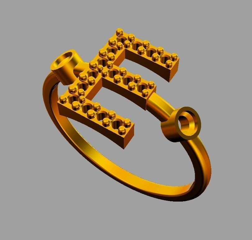 Diamond Letter Ring - E 3D print model_8