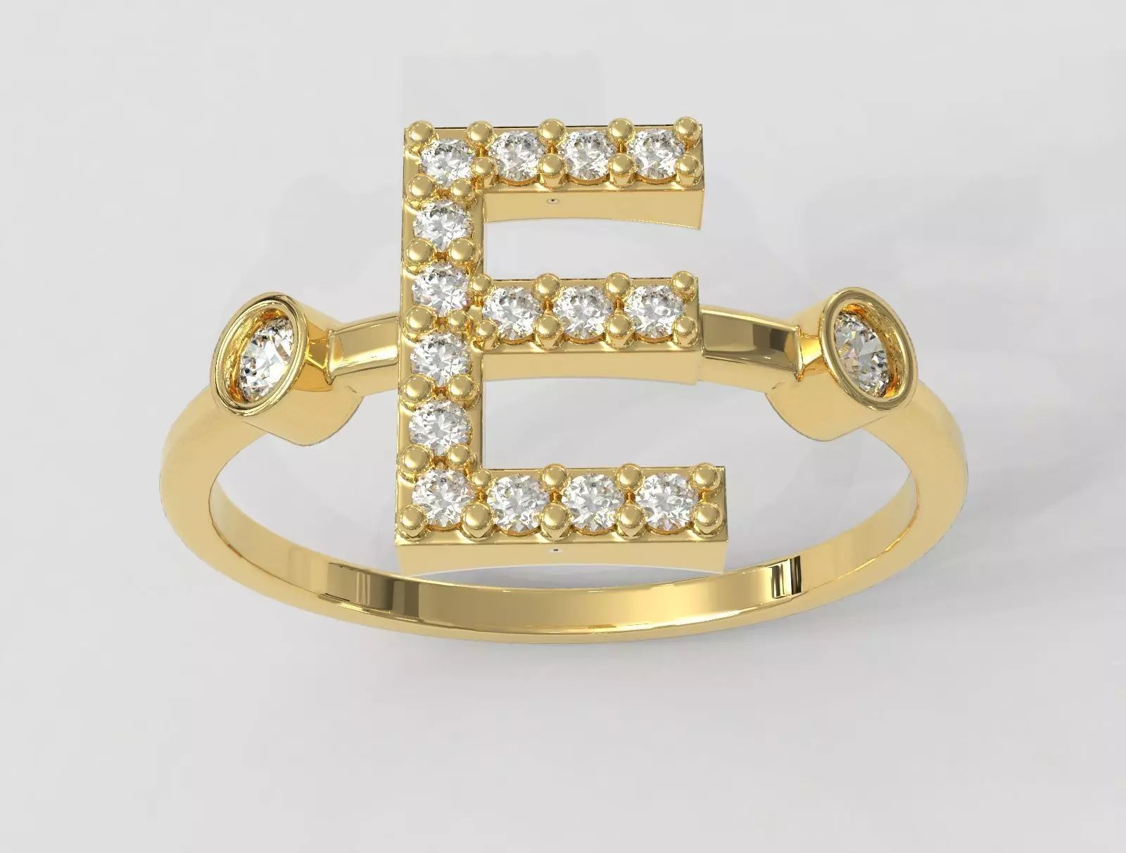 Diamond Letter Ring - E 3D print model_0