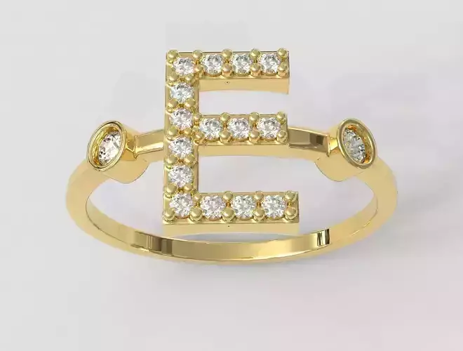 Diamond Letter Ring - E 3D print model