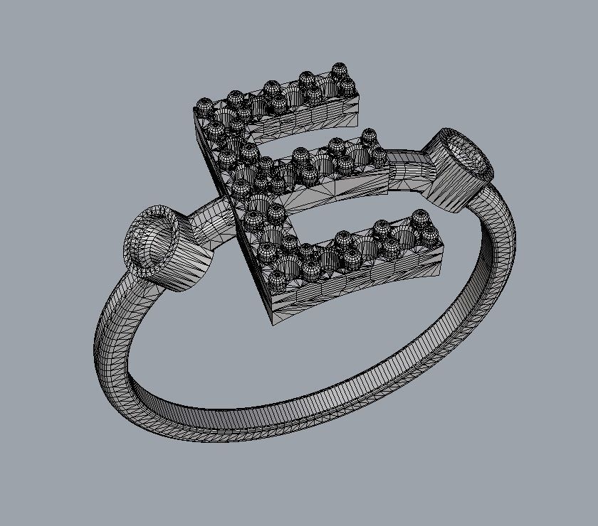 Diamond Letter Ring - E 3D print model_10
