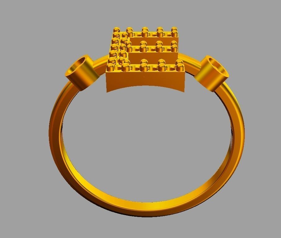 Diamond Letter Ring - E 3D print model_7