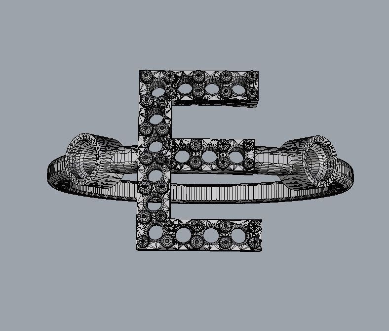 Diamond Letter Ring - E 3D print model_9