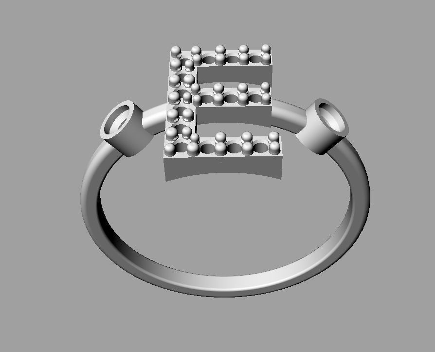 Diamond Letter Ring - E 3D print model_15