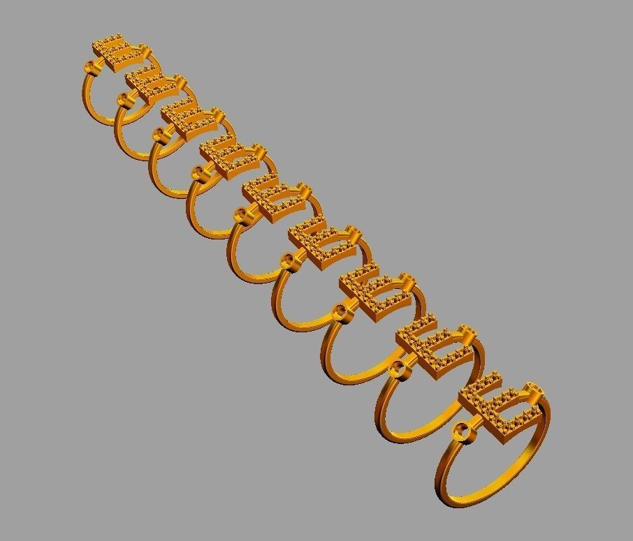 Diamond Letter Ring - E 3D print model_4