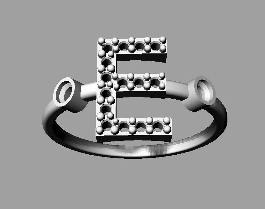 Diamond Letter Ring - E 3D print model_13