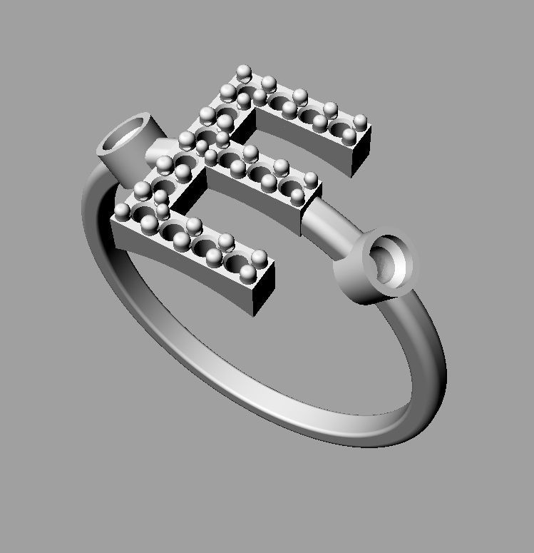 Diamond Letter Ring - E 3D print model_14