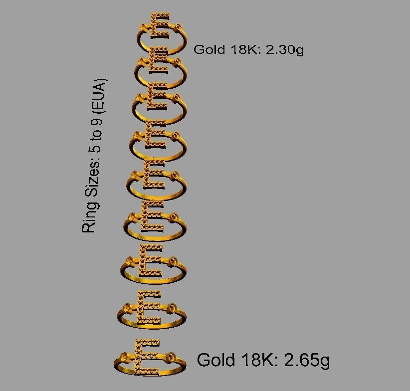 Diamond Letter Ring - E 3D print model_3