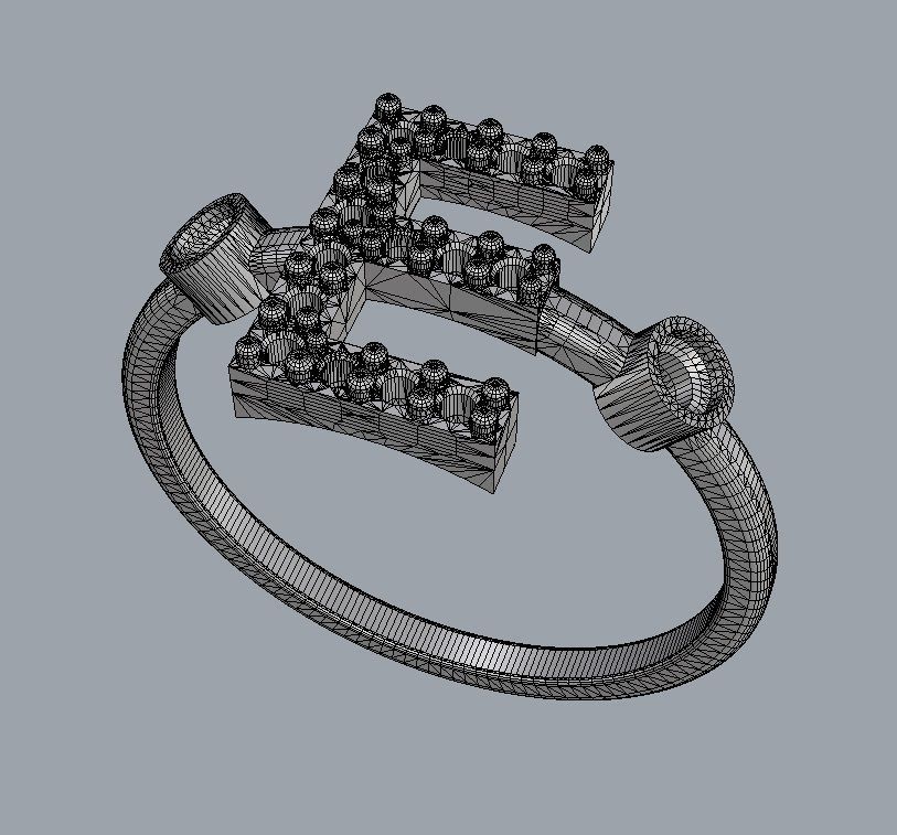 Diamond Letter Ring - E 3D print model_11