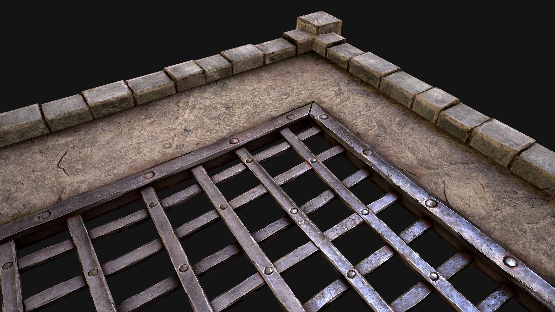 Castle Medieval Prison Roof Set Low-poly 3D model_26