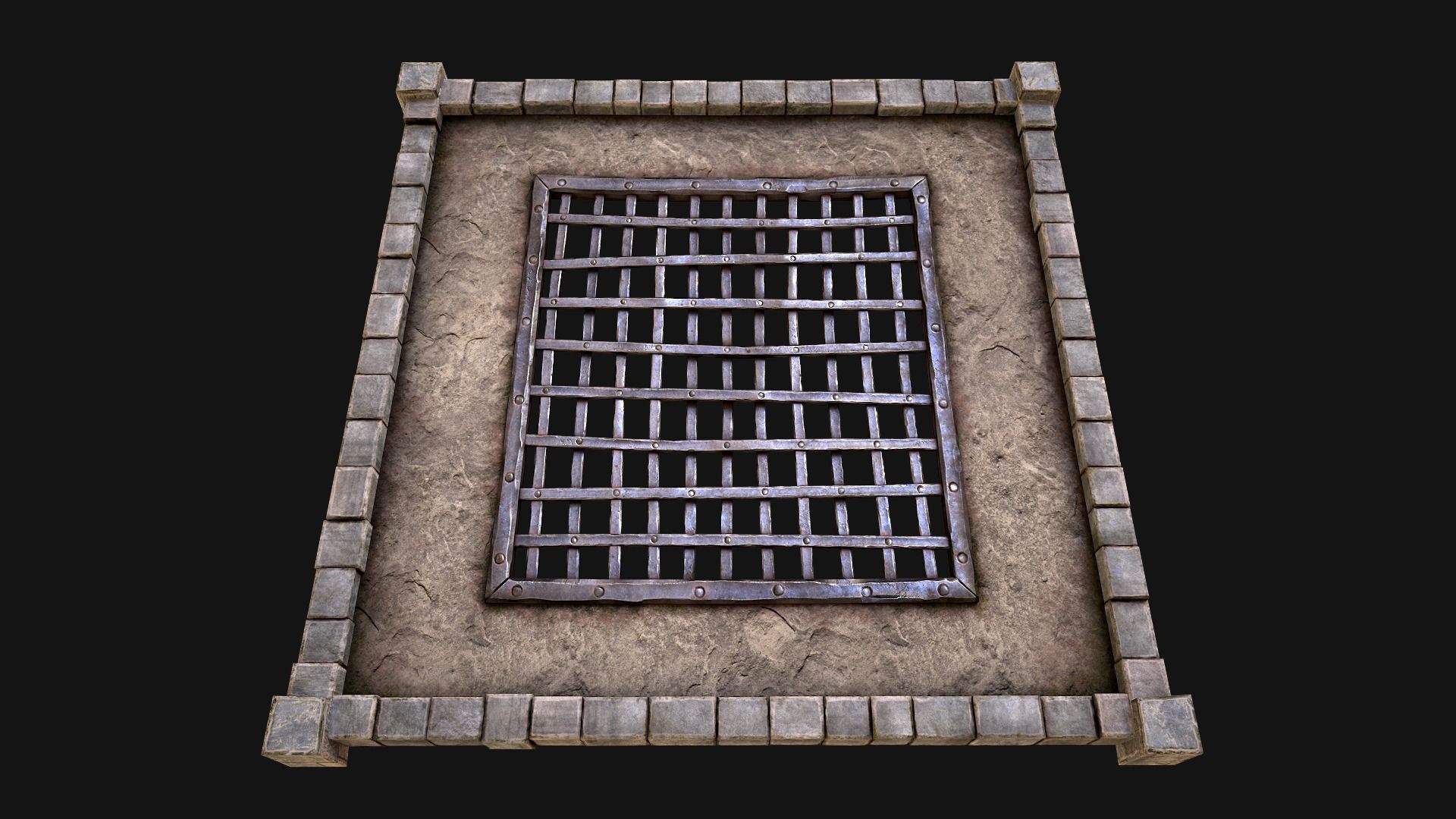 Castle Medieval Prison Roof Set Low-poly 3D model_6