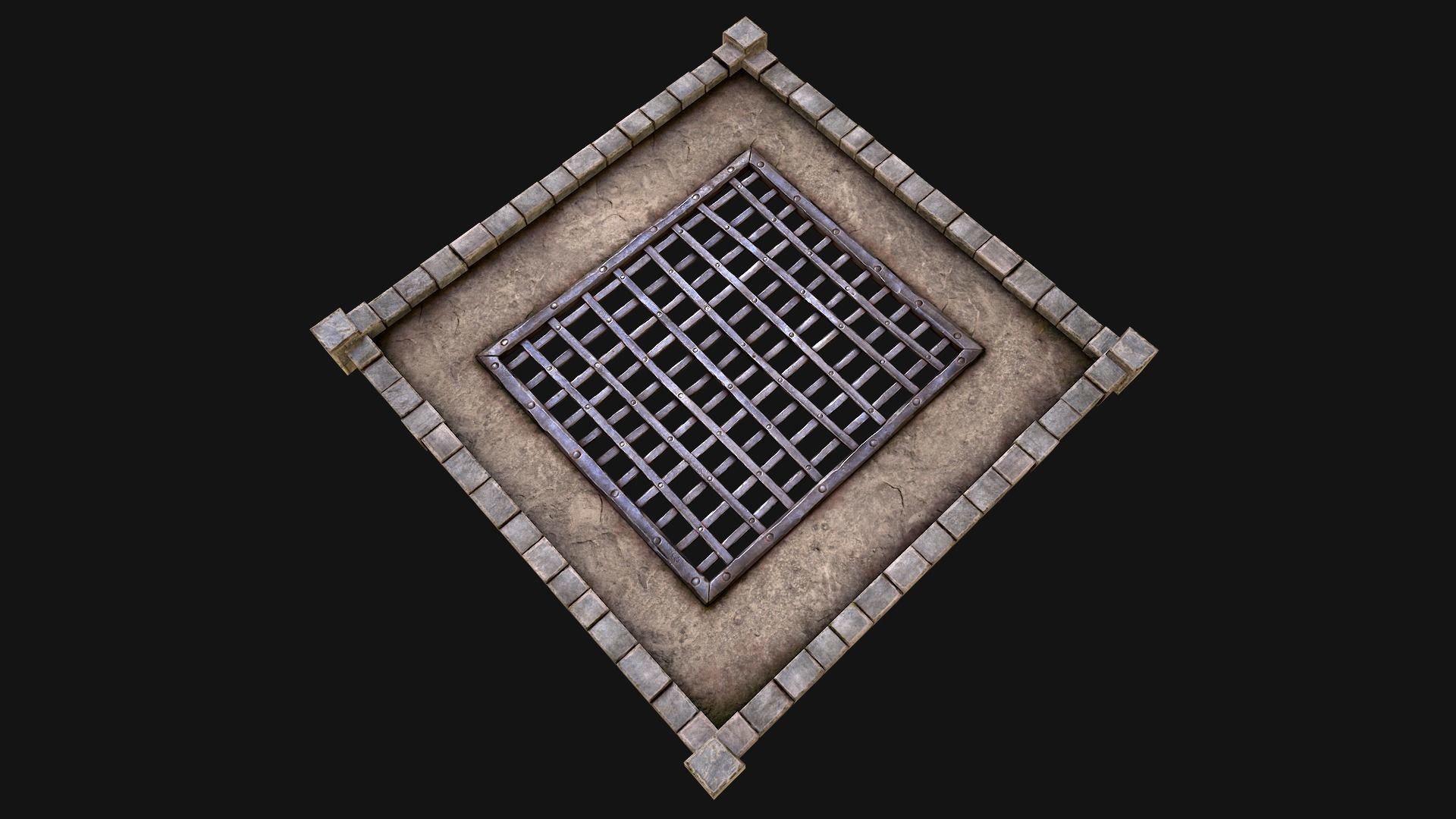 Castle Medieval Prison Roof Set Low-poly 3D model_9