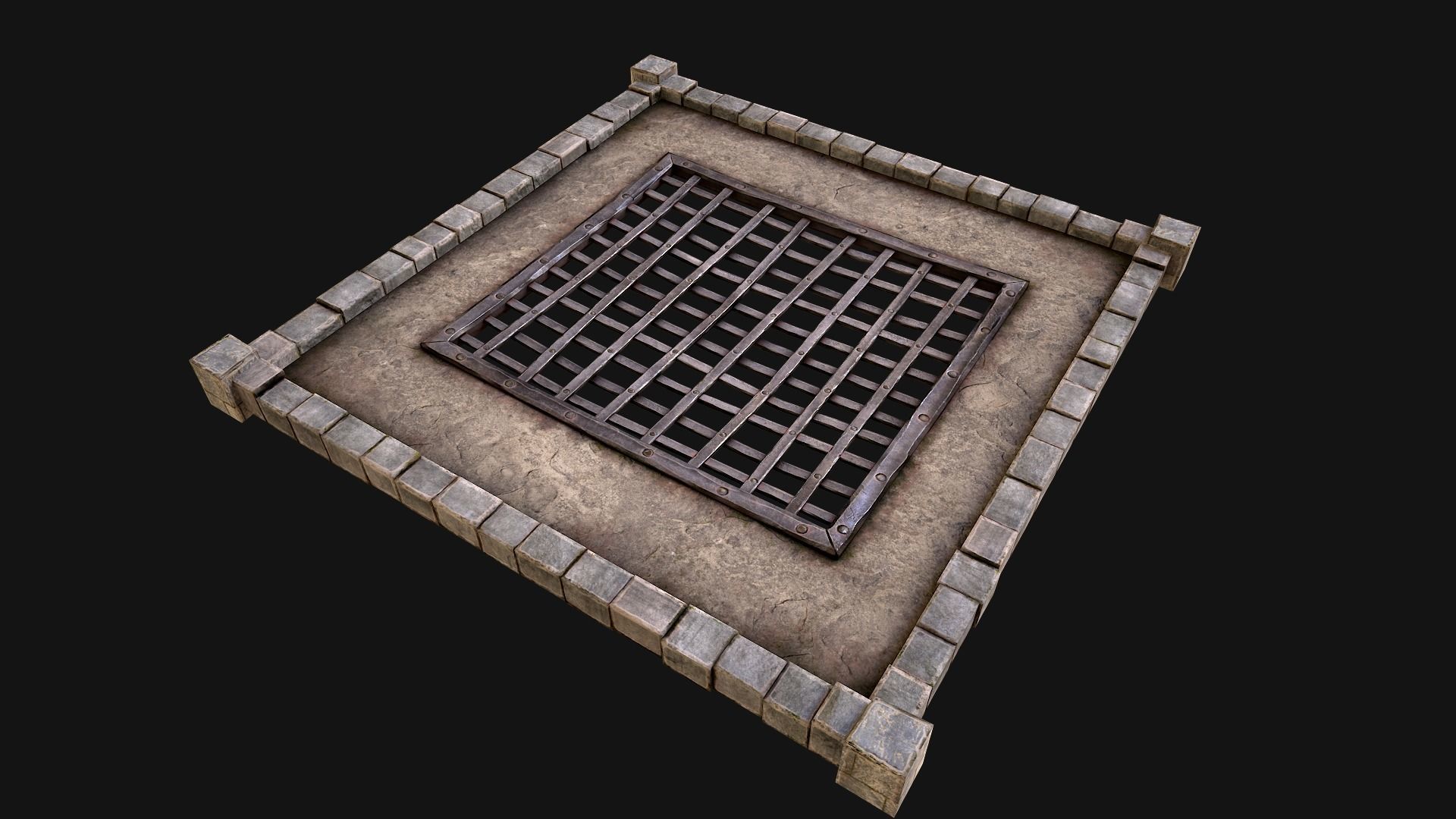 Castle Medieval Prison Roof Set Low-poly 3D model_24