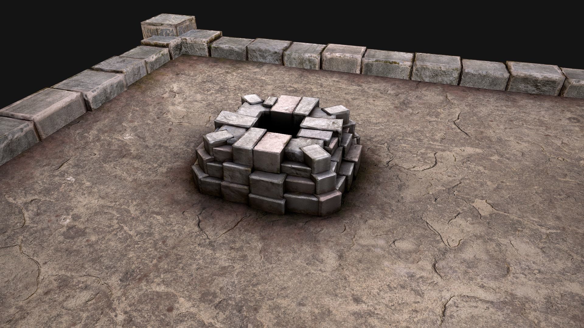 Castle Medieval Prison Roof Set Low-poly 3D model_13
