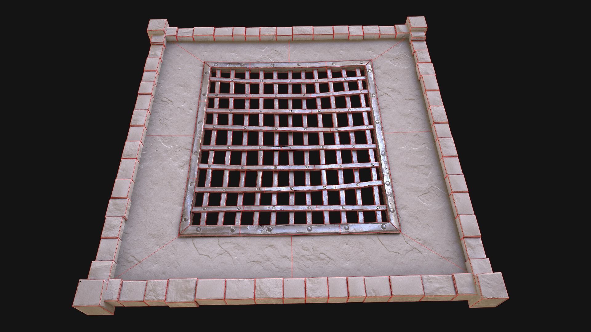 Castle Medieval Prison Roof Set Low-poly 3D model_19