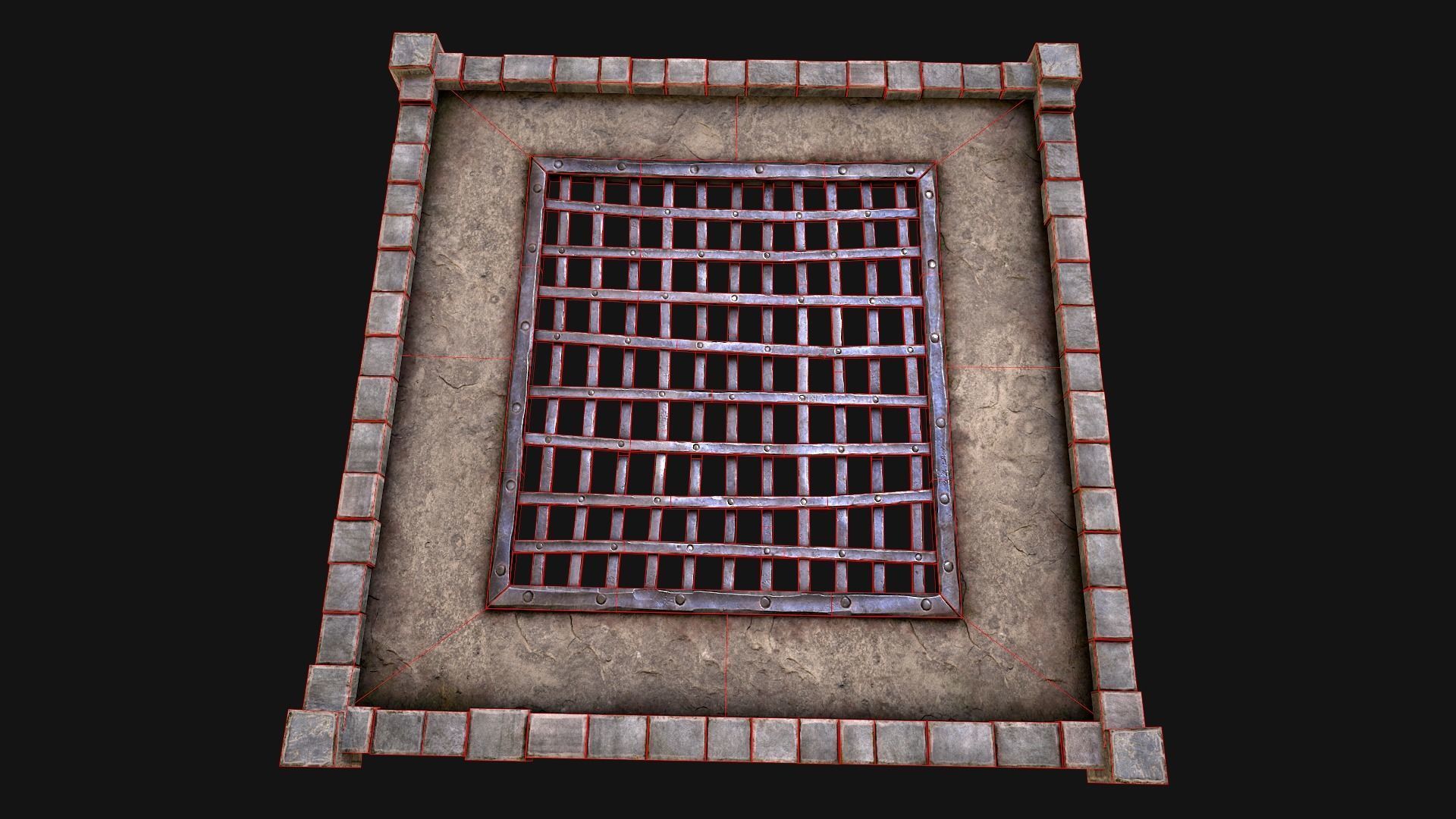 Castle Medieval Prison Roof Set Low-poly 3D model_29