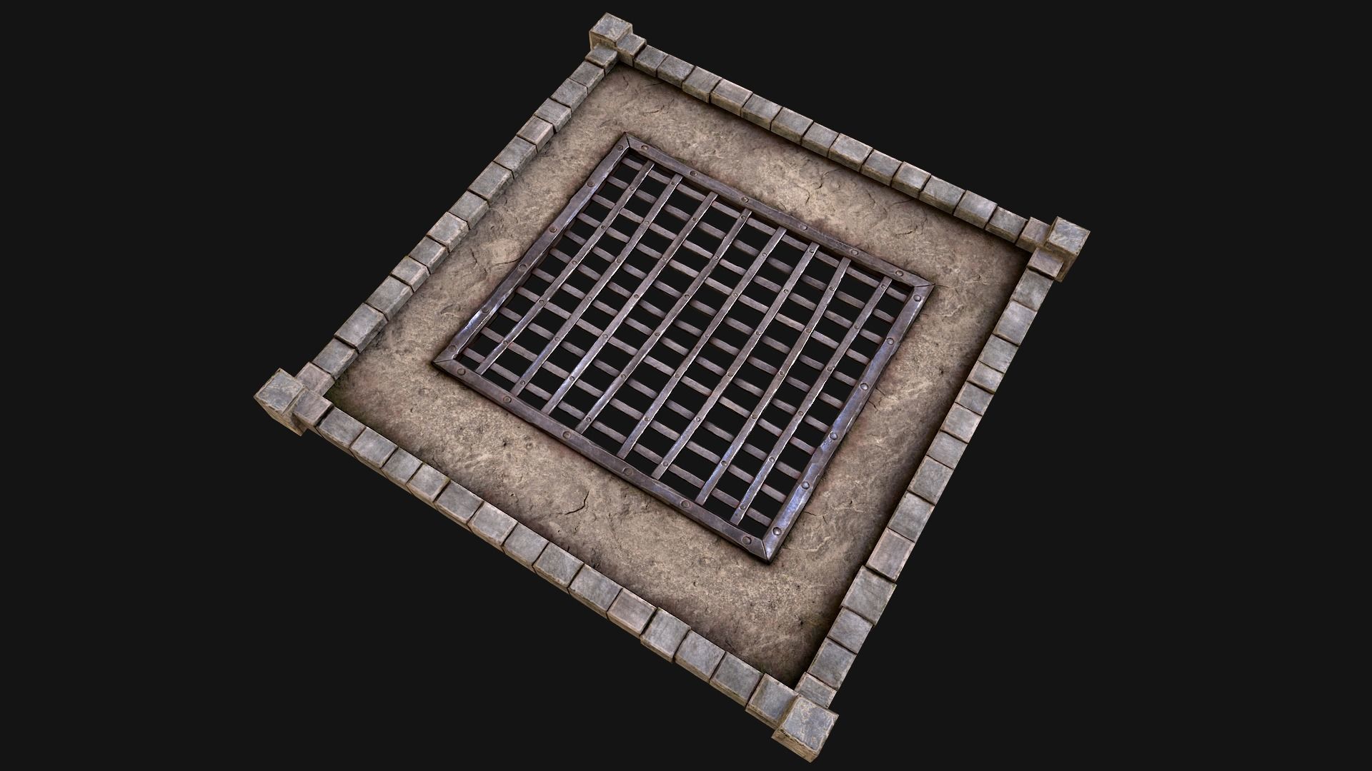 Castle Medieval Prison Roof Set Low-poly 3D model_30