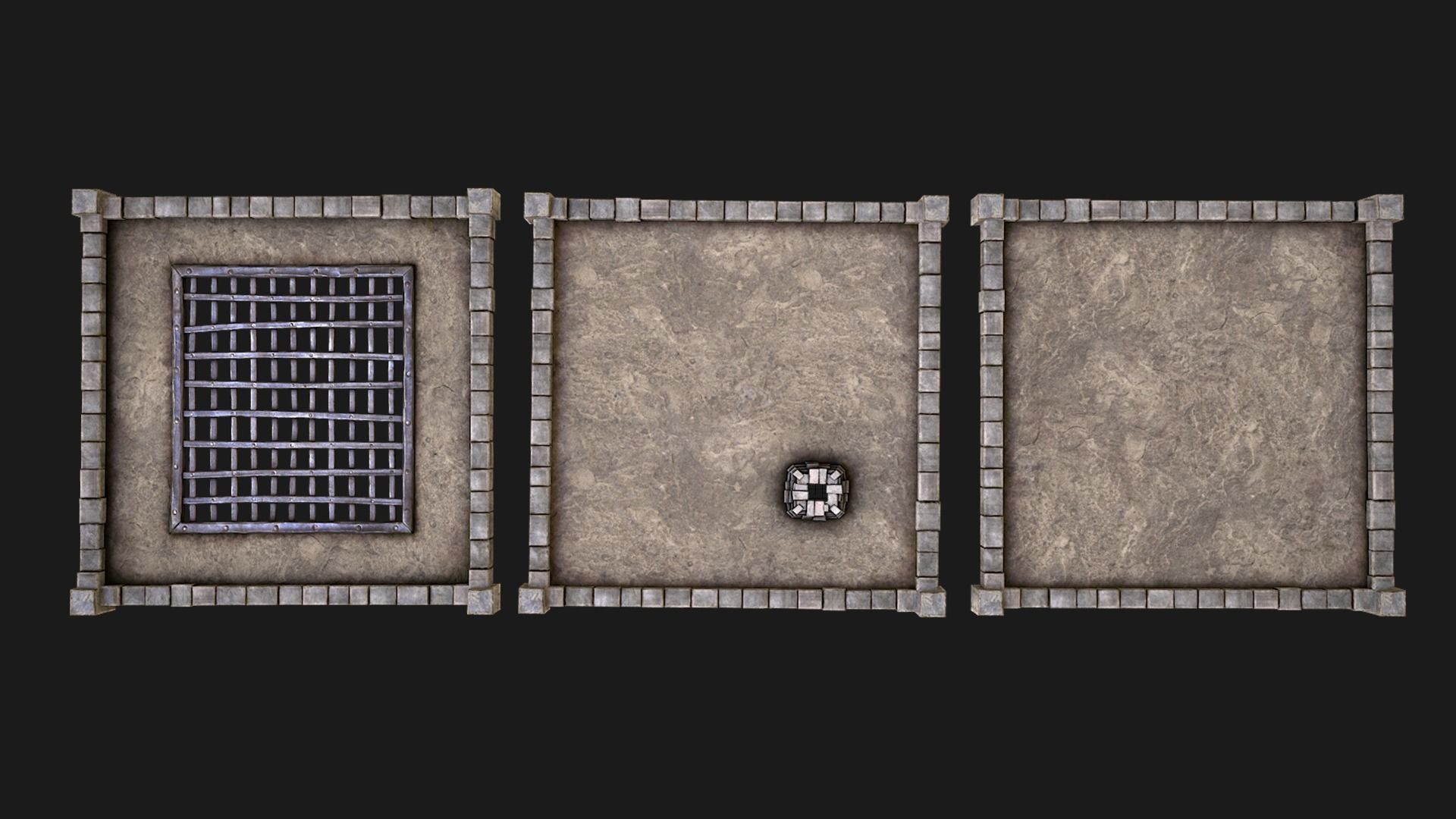 Castle Medieval Prison Roof Set Low-poly 3D model_2