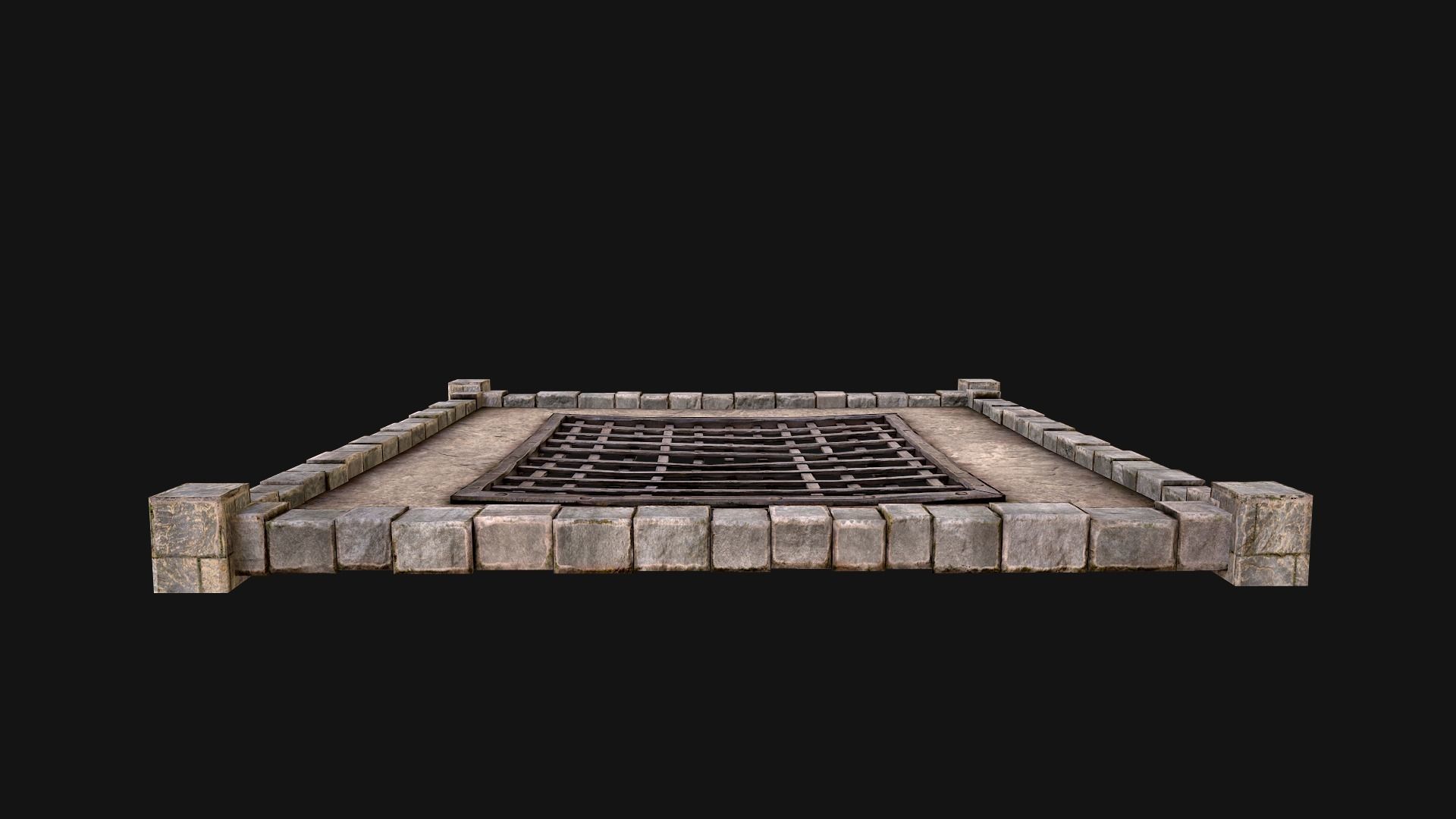 Castle Medieval Prison Roof Set Low-poly 3D model_28