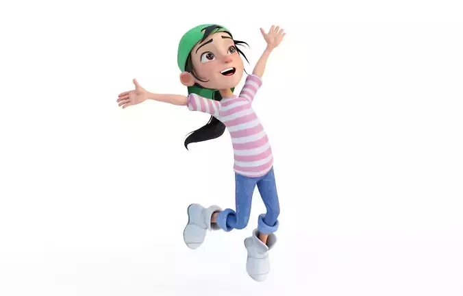 Noola Cartoon Girl Character Rigged 3D model