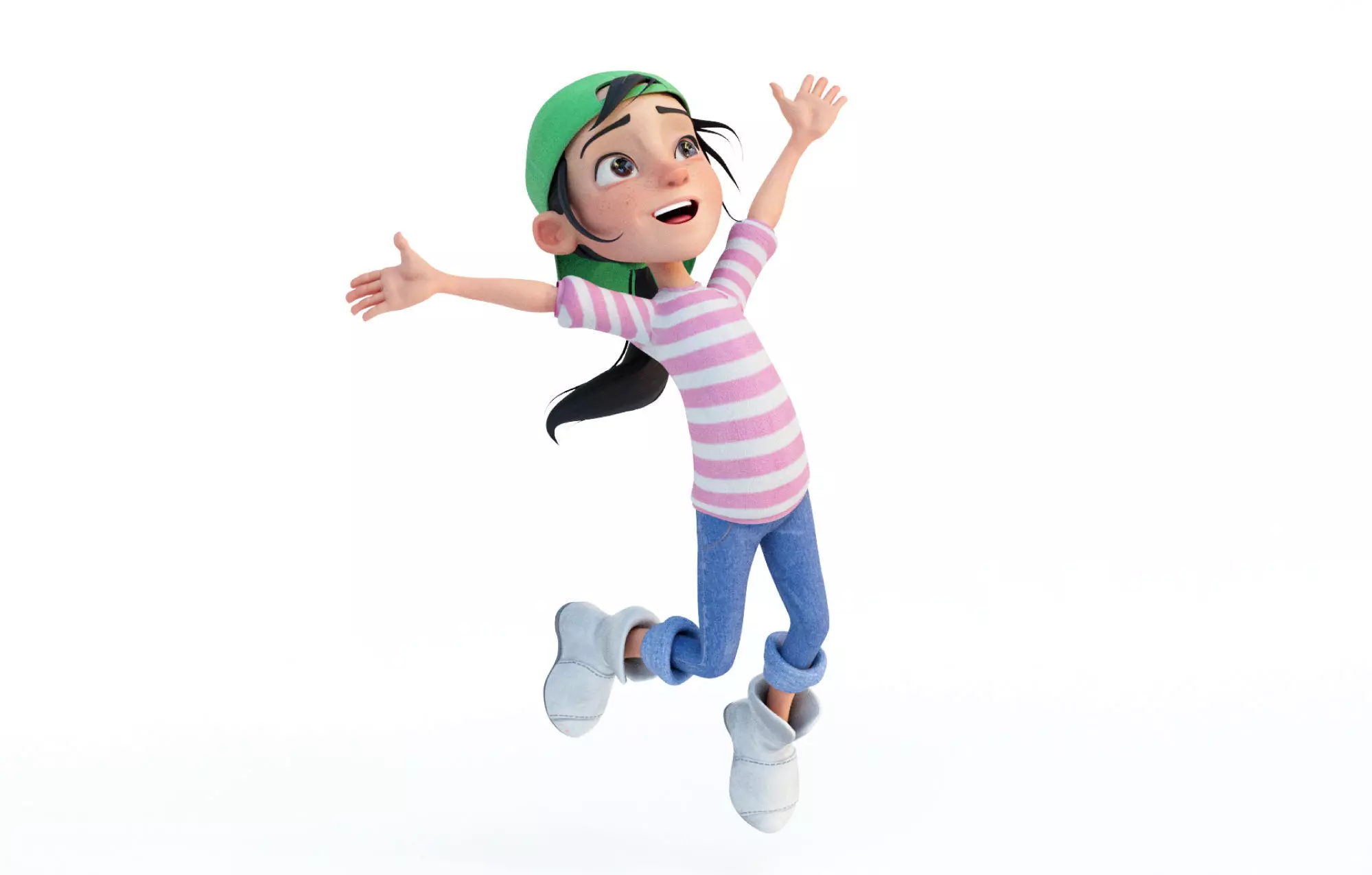 Noola Cartoon Girl Character Rigged 3D model_0