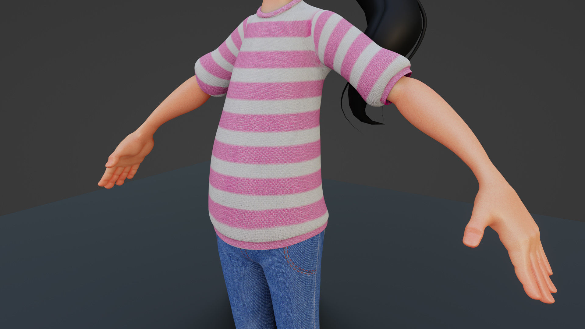 Noola Cartoon Girl Character Rigged 3D model_3