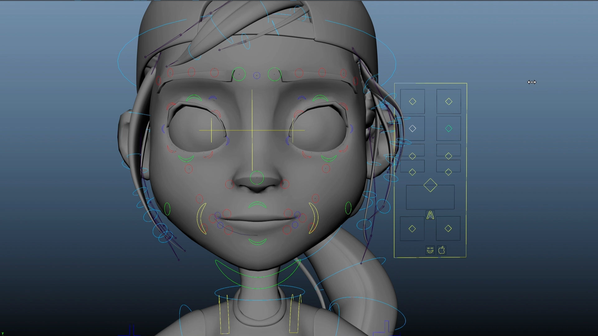 Noola Cartoon Girl Character Rigged 3D model_5