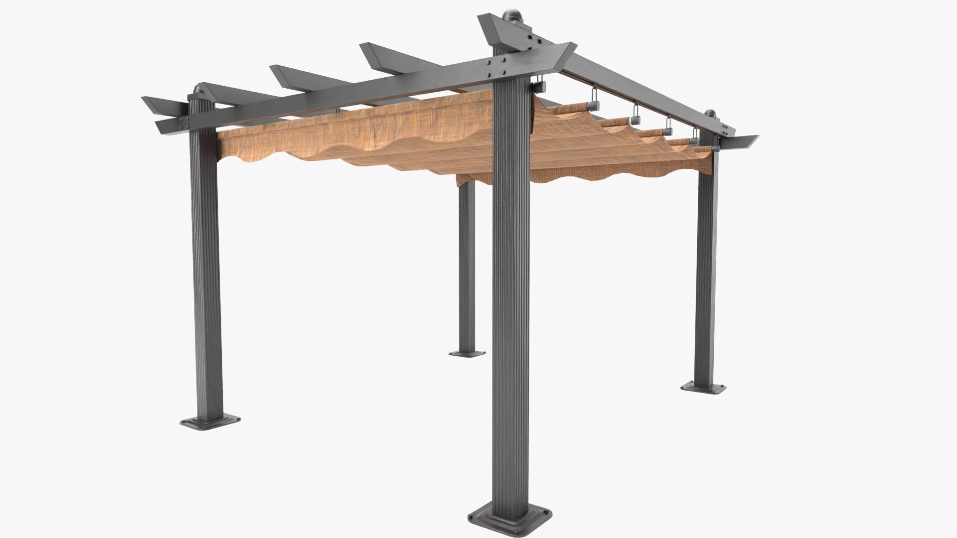 Pergola metal Low-poly 3D model_5