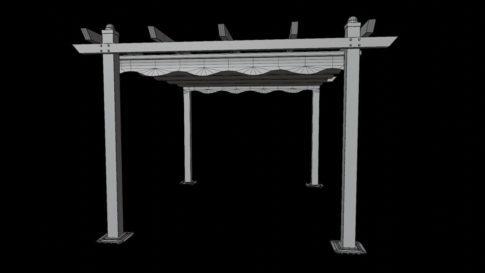 Pergola metal Low-poly 3D model_17