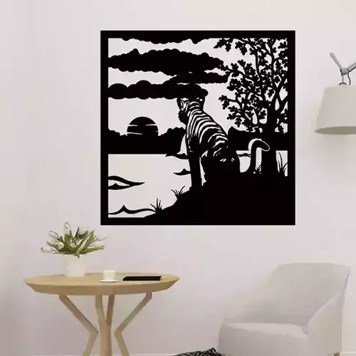 Tiger Sitting 2D Wall Panel