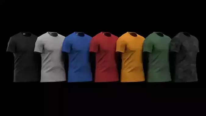 3D Realistic Worn Simple T-shirt Crew Neck Short Sleeve Male