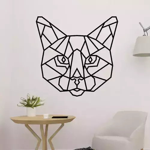 Cat Head Polygonal 2D Decor
