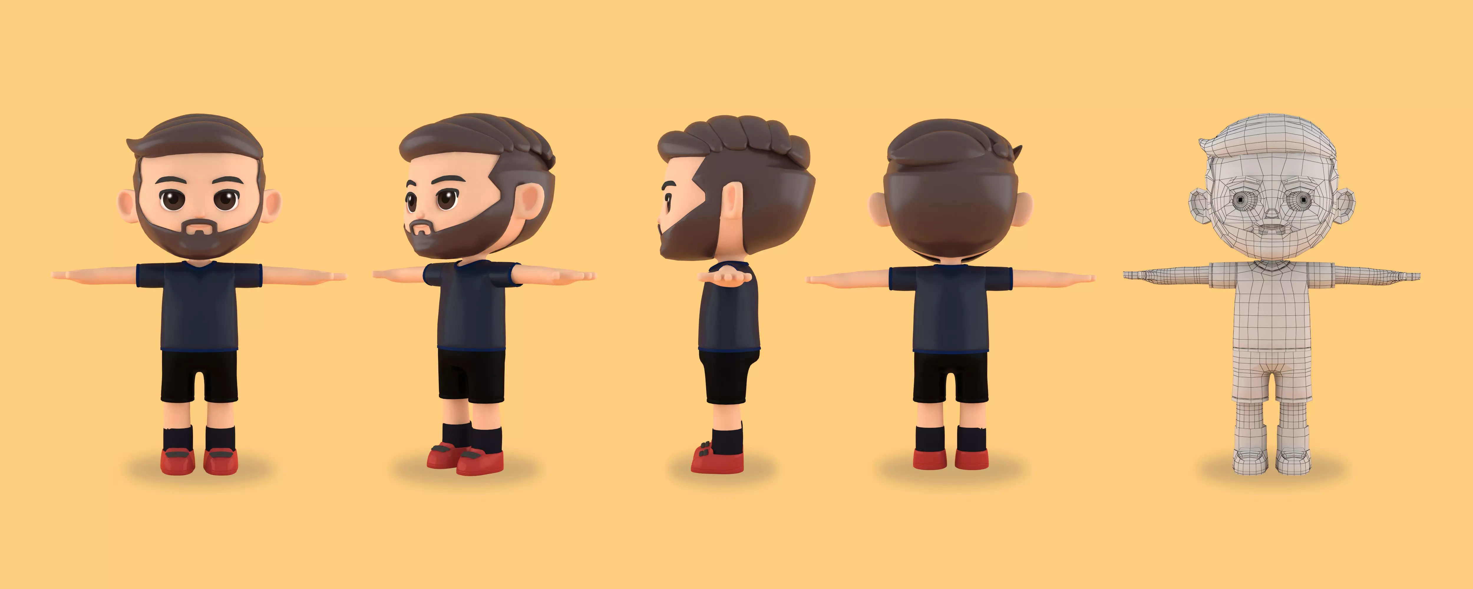 character footballer 3d model 3D model_0