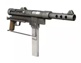 3D model PBR Swedish K gun with wooden handle VR / AR / low