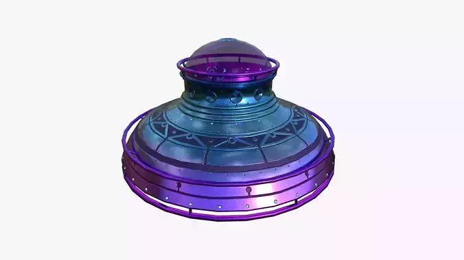 Alien Spaceship UFO F04 Purple Blue - Sci Fi Spacecraft Design Low-poly 3D model