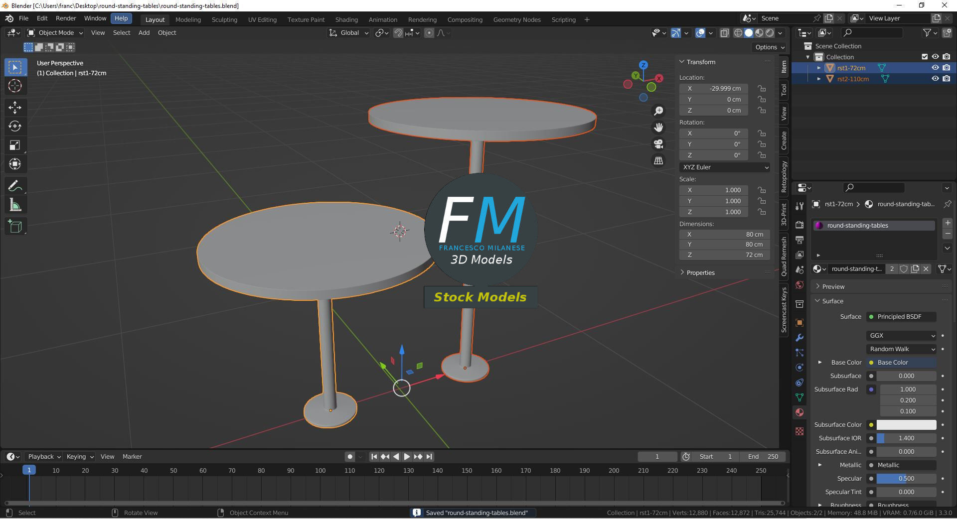 Round standing tables 3D model_9