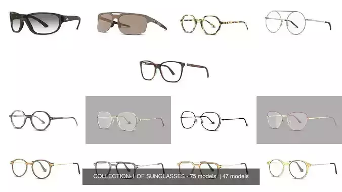 COLLECTION-1 OF SUNGLASSES - 75 models  