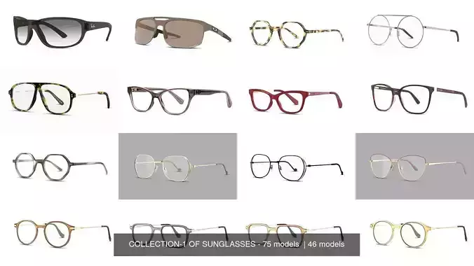 COLLECTION-1 OF SUNGLASSES - 75 models 