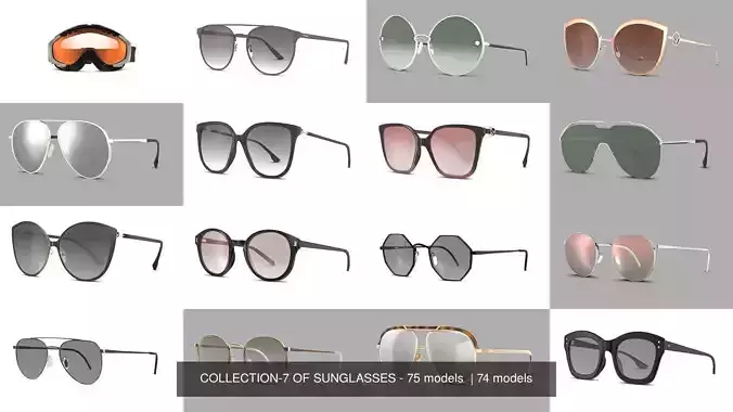 COLLECTION-7 OF SUNGLASSES - 75 models  