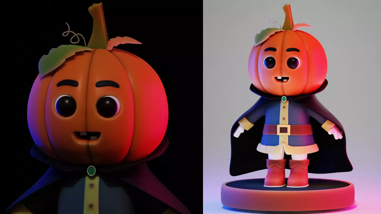 Pumpkin Character 3d model Low-poly 3D model_0